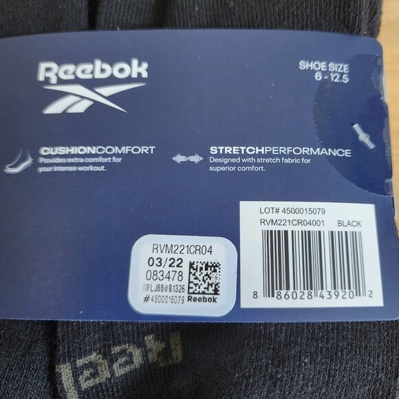 NWT Reebok, Men's, 5-pk, Crew Sock - Picture 6 of 7
